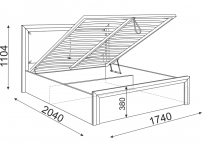 Кровать 1600 с подъемным механизмом и мягкой частью Глэдис М32 ШхВхГ 1740х1104х2040 мм